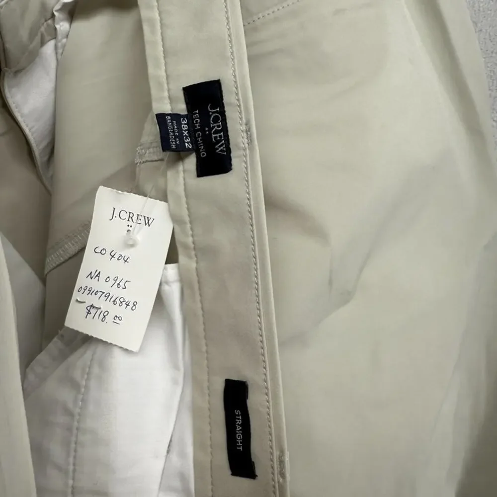 J Crew Pants men's 38x32 Beige tan Tech Performance Golf Wicking Flawed With Tag